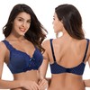 Curve Muse Women's Minimizer Unlined Underwire Bra with Lace Embroidery-2