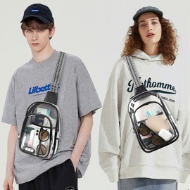 seaflash 3 Pockets Clear Bag for Stadium Events,Large Crossbody Transparent Concert Sports Bag,Fanny Pack Purse for Women Men