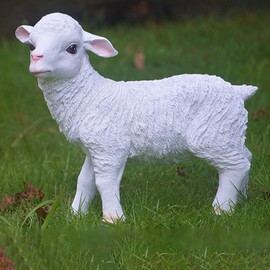 Sheep Figurine, Sheep Statue, Hand Made Lifelike Resin Lamb Statue Outdoor Statues for Garden Decor, Garden Sculpture for Indoor Outdoor Decoration, Lamb Shape Figurine (Standing)