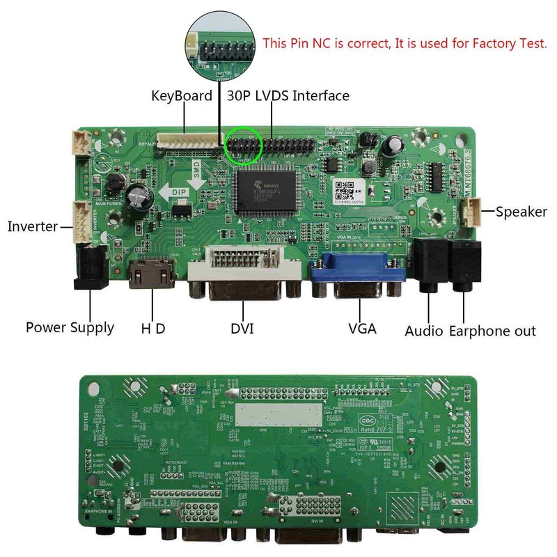 VSDISPLAY DVI VGA Audio LCD Controller Board Fit for 17