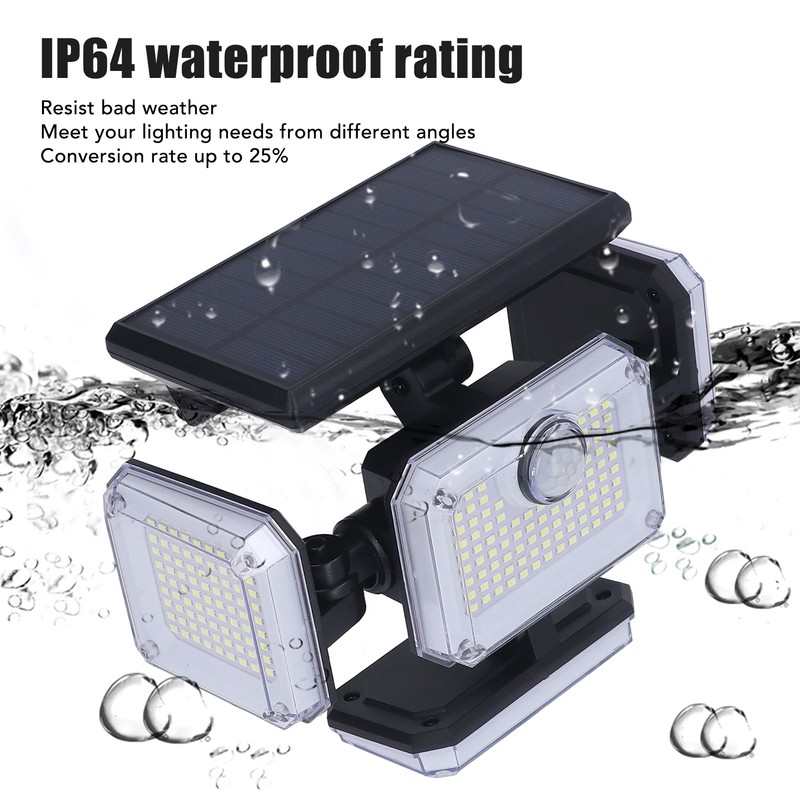Solar Outdoor Street Light 4 Rotating Head Flexible Foldable IP64