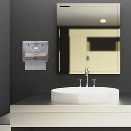 Relaxdays Paper Hand Towel Dispenser for H2 Paper Hand Towels Wall Mounted Hand Towel Dispenser HBT 20.5 x 27.5 x 10 cm White/Grey