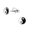 Bungsa Yin & Yang Stud Earrings .925 Sterling Silver (Earrings