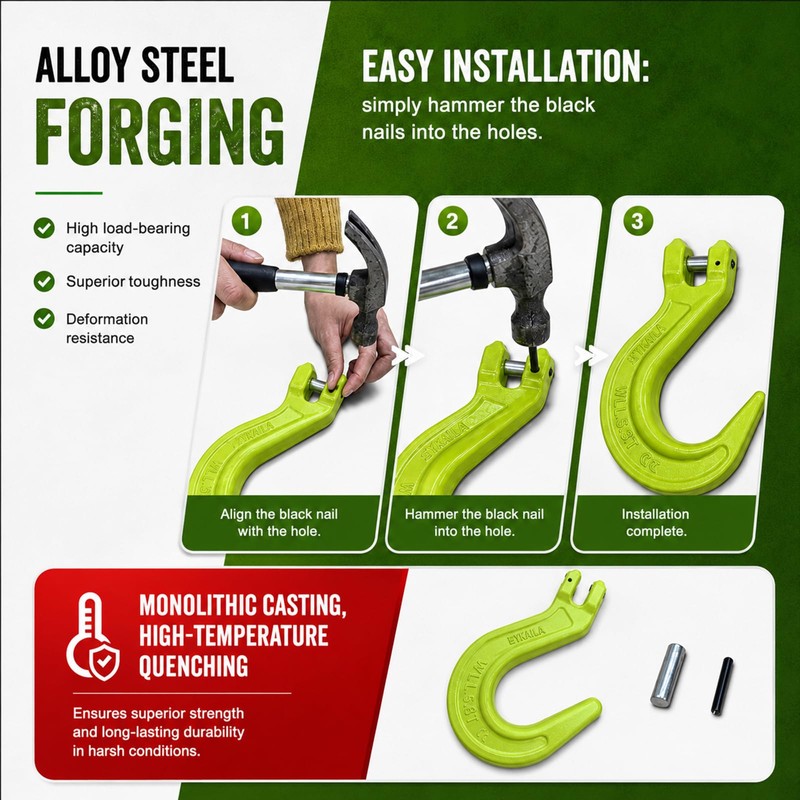 EGV 2 Pack 3/8" G80 Clevis Foundry Hook, 7055 LBS