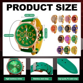 TANEMUDO 28 Pcs Assorted Platinum Watch Sets for Men and Women with Roman Numerals PU Leather Bands, Unisex Quartz Watches,Women's Wrist Watches