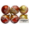 Red and gold baubles with silver design - 6 Pack