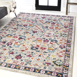JONATHAN Y MDP200B-8 Modern Boho Floral Bohemian Vintage Country Indoor Area-Rug Country Easy-Cleaning Bedroom Kitchen Living Room Non Shedding, 8 ft x 10 ft, Beige/Multi