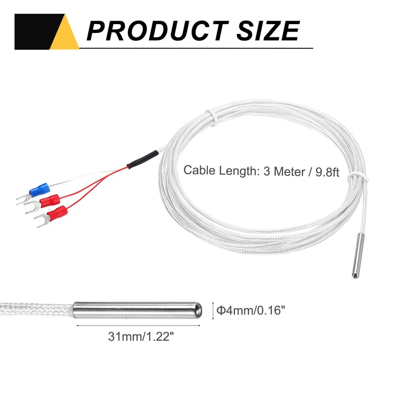 sourcing map RTD PT100 Temperature Sensor Probe, -50℃ to 200℃