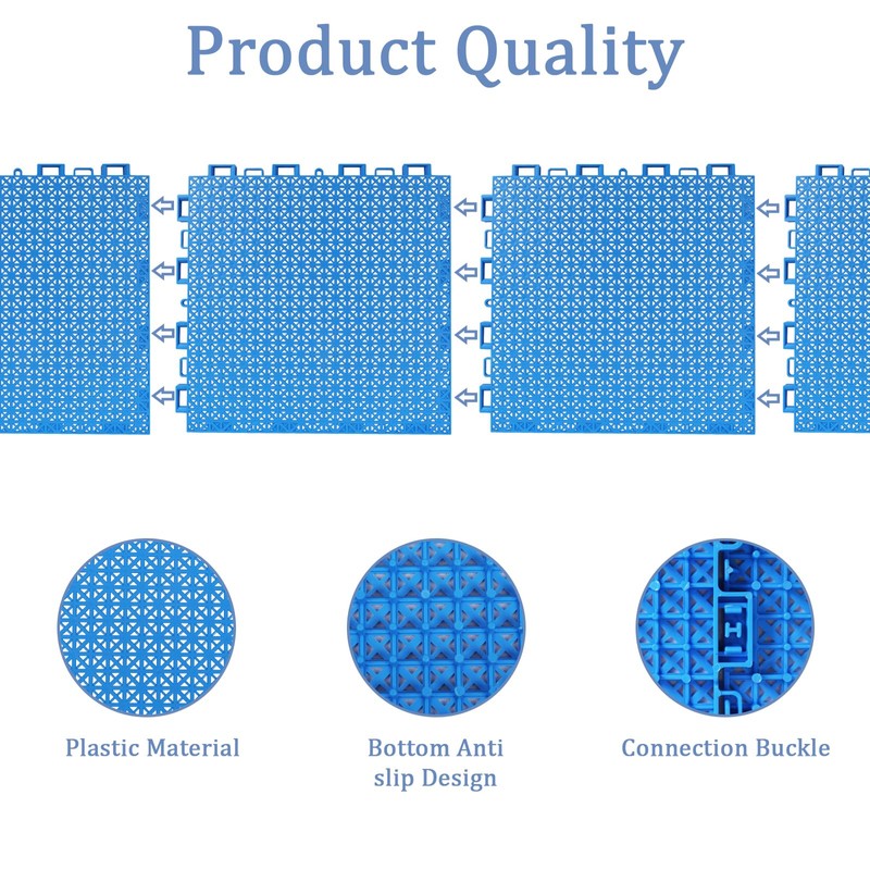 GHYKL 16 Pcs Interlocking Pool Drainage Mats, 10.3" x 10.3"