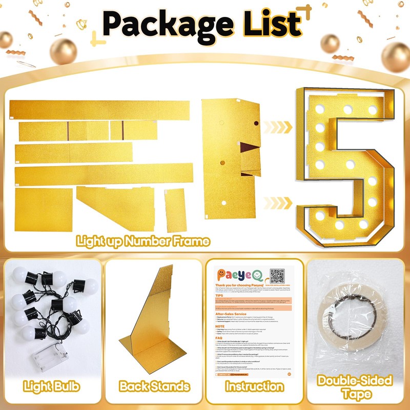 Number 15 Marquee, 4FT Light Up Numbers Gold Large Light