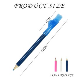 Pack of 9 Tailor's Pens with Brush, Fabric Pen, Resolvable Sewing Pen, Erasable Fabric Marking Pen, DIY Craft Marker for Tailoring Marking Fabric and Drawing Tool (Blue + Red + White)