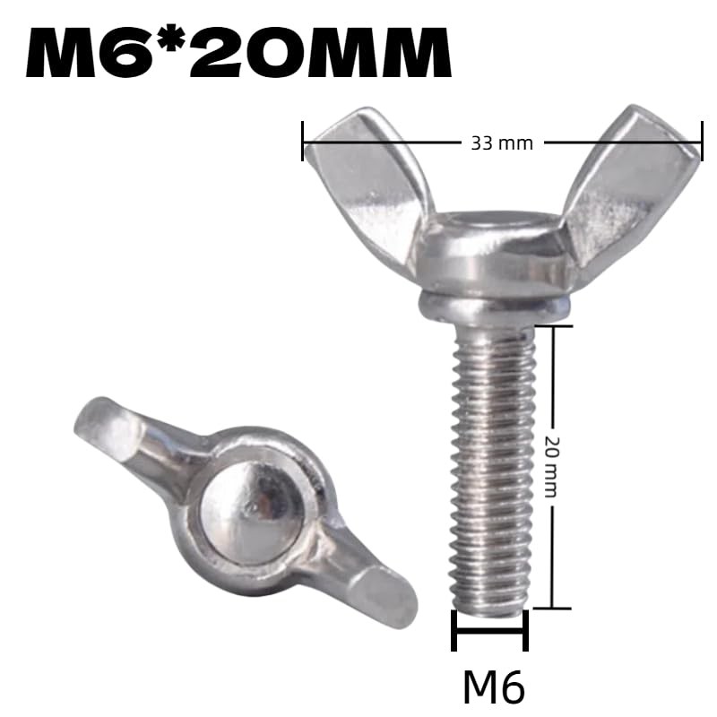 10pcs M6*20MM Butterfly Wing Bolts Stainless Steel Wing Nuts and
