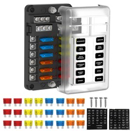 UCkasayfy 12-Way Car Fuse Holder 12 V Fuse Box Blade Fuse ATC/ATO 24 Fuses Fuse Holder with LED Display for Car, Boat, Camper, Caravan