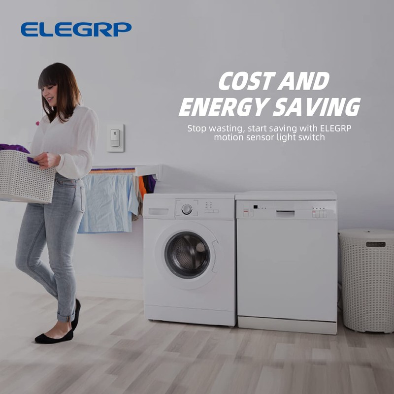 ELEGRP Matte White Single Pole Occupancy Motion Sensor Light Switch,