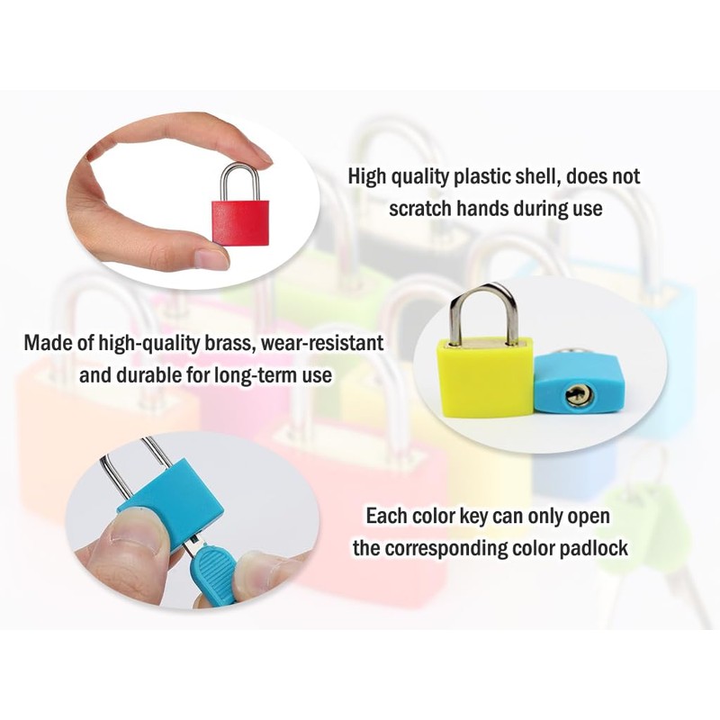 Kellegour 16 Pieces Suitcase Locks with Keys,Colourful Mini Luggage Locks,Small
