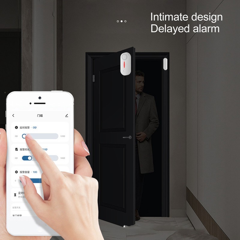 Door Magnetic Alarm Sensor WiFi Connection Light Sound APP Remind