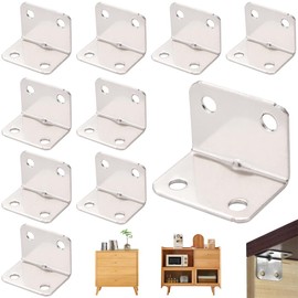 L-Shaped Hardware Corner Braces, 10 Piece Set (1.0 x 1.0 x 1.3 inches (25 x 25 x 32 mm), Square Bracket, 90° Bracket, 90° Bracket, Shelf Bracket, For Fixing Furniture Fixing Hardware, Furniture