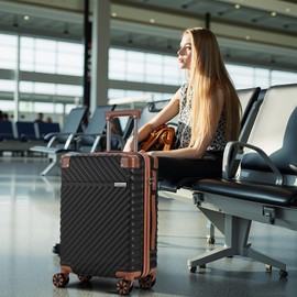 Cosbarn Luggage Sets 5 Piece with TSA Lock Spinner Wheels, Unisex Hard Case ABS Suitcase Set, Hardshell Lightweight Waterproof Travel Suitcases for Women Men, Black