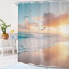 Cinbloo Beach Shower Curtain 60Wx72H Pink Blue Summer Ocean Coastal