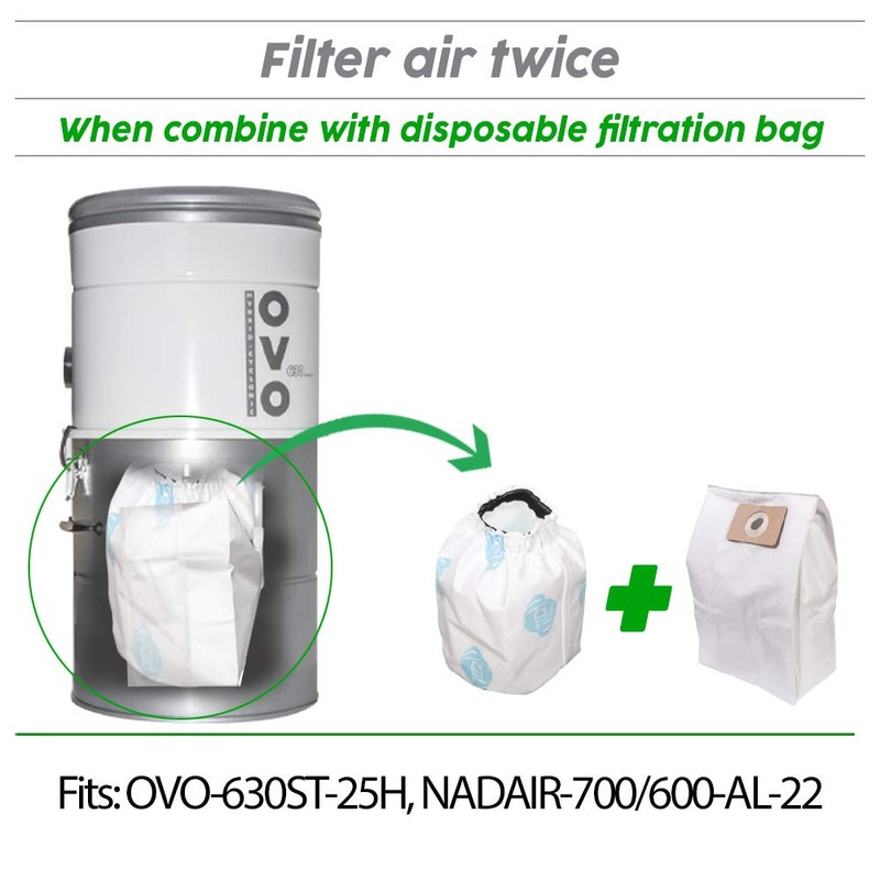 OVO HEPA Filter Bag, 8 Litre, Prevent Allergie, Fits OVO-630ST-25H,