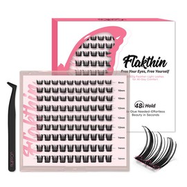 uCoolMe Flora DIY Lash Extension Kit Clusters Individual Lashes Kit springtok Beginner Friendly Lash Bond and Seal, WaterProof Lashes for For Girl DIY Eyelash Extension at Home Makeup Christmas gift Cosmetic:_Flakthin-Glam (Glueless Lashes)