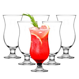 binsakao Hurricane Glasses Set of 6-14 oz Pina Colada Cocktail Glass - Clear Tulip Drinking Cups for Juices, Full-Bodied Beer, Tropical Drinks, Water, Beverages