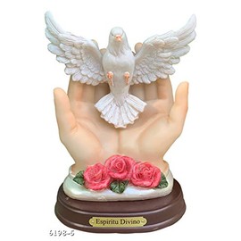 Statue of Holy Spirit Espiritu Santo Dove in Hand Christianity Catholic 6" Tall