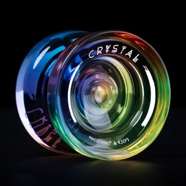 MAGICYOYO - Paquete de 2 Yoyos Responsive para niños principiantes, K2 Crystal Yoyos con 2 guantes Yoyo, 2 bolsas Yoyo, 12 cuerdas Yoyo (azul cristalino+azul rosa amarillo)