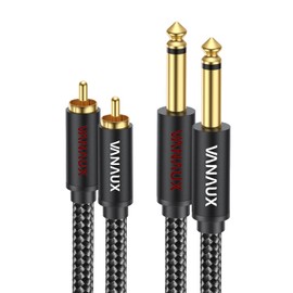 6.35mm RCA Conversion Cable VANAUX RCA Phono Cable 1/4 to Coaxial Mono Phono Plug TS Conversion Stereo Audio Distribution Adapter for Audio Interface Mixer Amplifier Speaker etc. (5M)