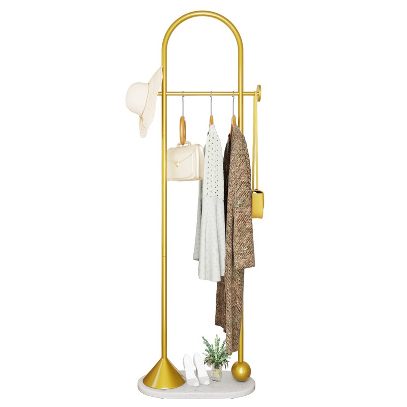 TIEOU Metal Gold Coat Rack, Freestanding Entryway Stand, Hat Coat