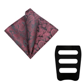 LHXzizizi Paisley Handkerchiefs for Men, Mens Handkerchiefs Men's Pocket Square with Holder for Banquet Wedding Party Prom (Burgundy)