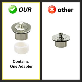 Lift & Turn Bathtub Drain Stopper - Tub Drain Stopper | Assembly Kit with Strainer and Stopper | Bath Tub Drain Stopper Replacement Fit Both 1-1/2" Or 1-3/8" Drain | Brushed Nickel