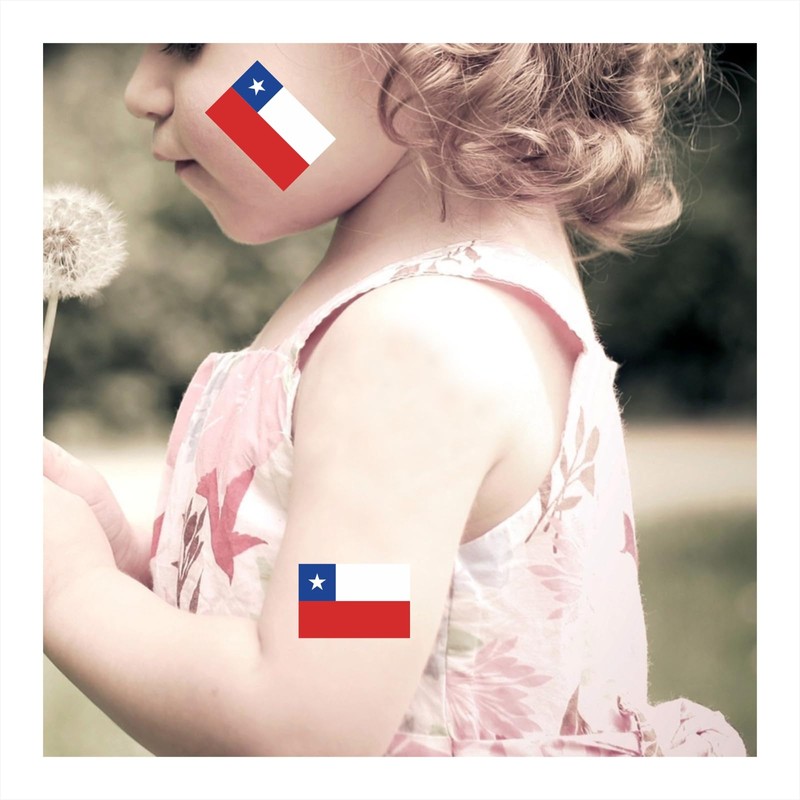 Womaha 30 Sheets Chile Flag Temporary Tattoos Fans Face Tattoo