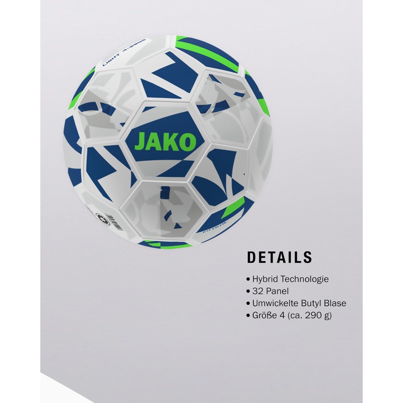 JAKO Lightball Futsal, White/Navy/Neon Green, 4 (290 g)