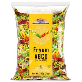 Rani Far Far/Fryums (Wheat & Tapioca Pellet) ABCD Shape 7oz (200g) ~ Vegan, Kosher, Uncooked, Used to Make Papad, Bhungra/Chip Snack