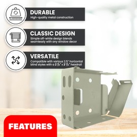 Amazing Drapery Hardware High Profile Box Mounting Brackets for 2.5" Horizontal Blinds - Fits 2 1/8" x 2 3/4" Headrail - Off White, 1-Pair (2 Pieces) with Screws