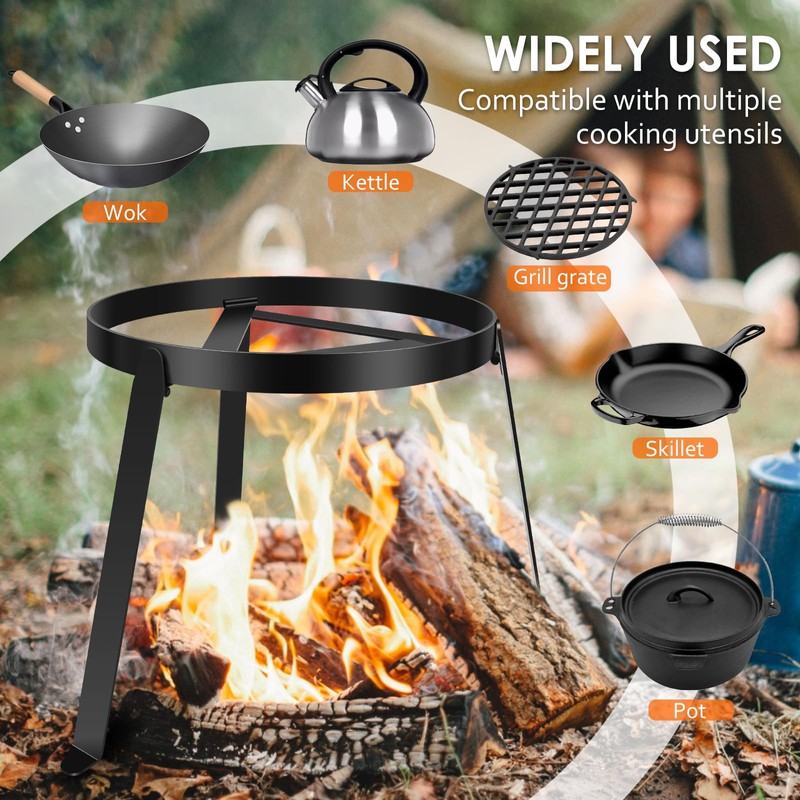 Campfires Tripod Stand Stable Fire Tripod Cast Iron Open Camping