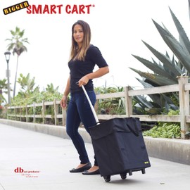 dbest products Bigger Smart Cart, Black Collapsible Rolling Utility Cart Basket Grocery Shopping Teacher Hobby Craft Art