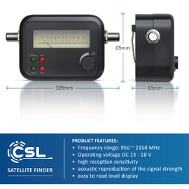 CSL - Sat-finder satellite finder with level display - pointer display measuring device with signal sound - HD-capable - for optimal positioning of satellite antennas digital satellite systems