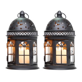 Set of 2 Black Candle Lantern Hanging Candle Holders for Wedding Event Not Including Candlescolor: Black, size: 5"x 5"x8.5"