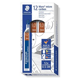 Staedtler Mars Micro 0.5 mm 3H Refill Lead for Mechanical Pencils (Pack of 12 Tubes)