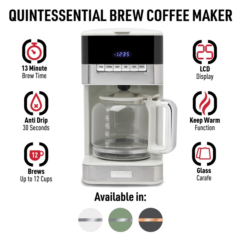 Haden Quintessential 12 Cup Coffee Maker with120 Minute Keep Warm,