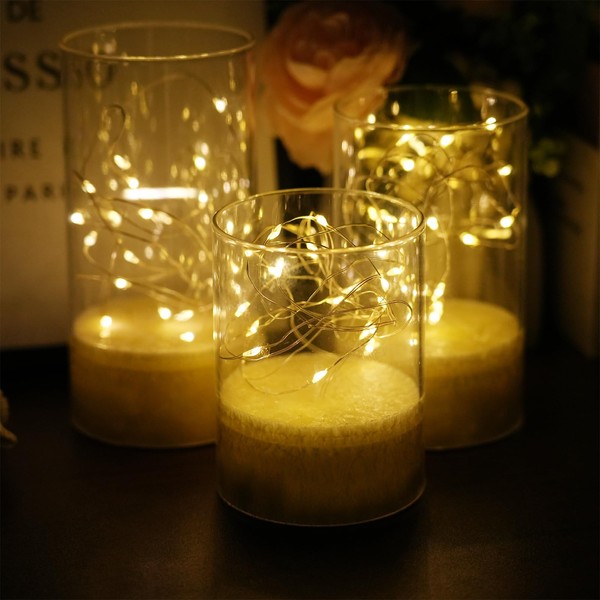 3 Pcs Flameless Candles with Remote Control, Battery Operated LED