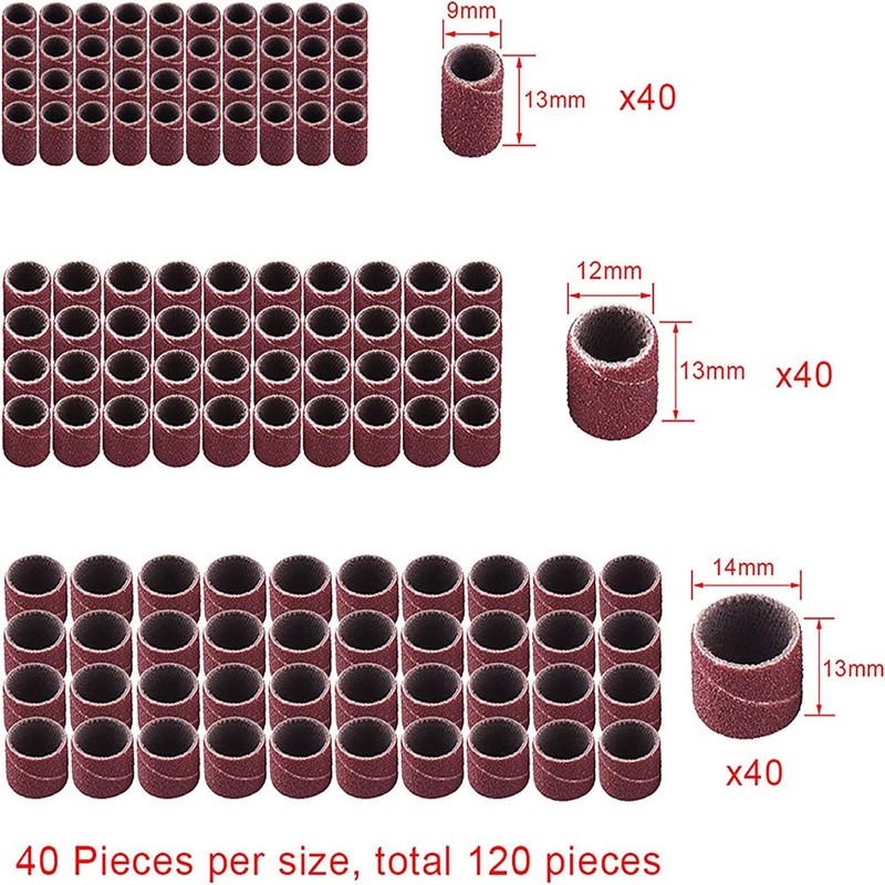 132 Piece Sanding Sleeve Set with Box, Including 120 Pieces