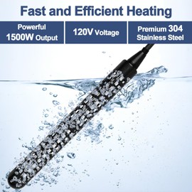 1500W 120V Portable Immersion Water Heater with Adjustable Thermostat & GFCI Plug, Submersible Pool Heater for Above Ground Pools, Bathtubs, Inflatable Hot Tubs, Camping Showers, and Baptismal Tanks