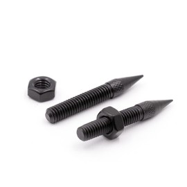 Flushbay 4 Pack Speaker Spikes M8 Black Audio Speaker Insulator Carbon Iron Spike Receptor Sound Enhancer Height Adjustable Noise Reduction Audio Supplies (M8)