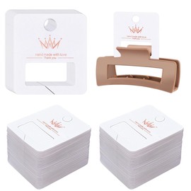 Lesnala 153pcs Hair Clip Display Cards, Strong Hold Jaw Clips PVC Holder Rectangle Paper Cardboard for Selling Claw Clips Hair Barrettes Accessorie Organize Display