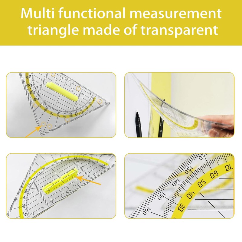 Set Square with Handle Set Square Flexible Set of 4