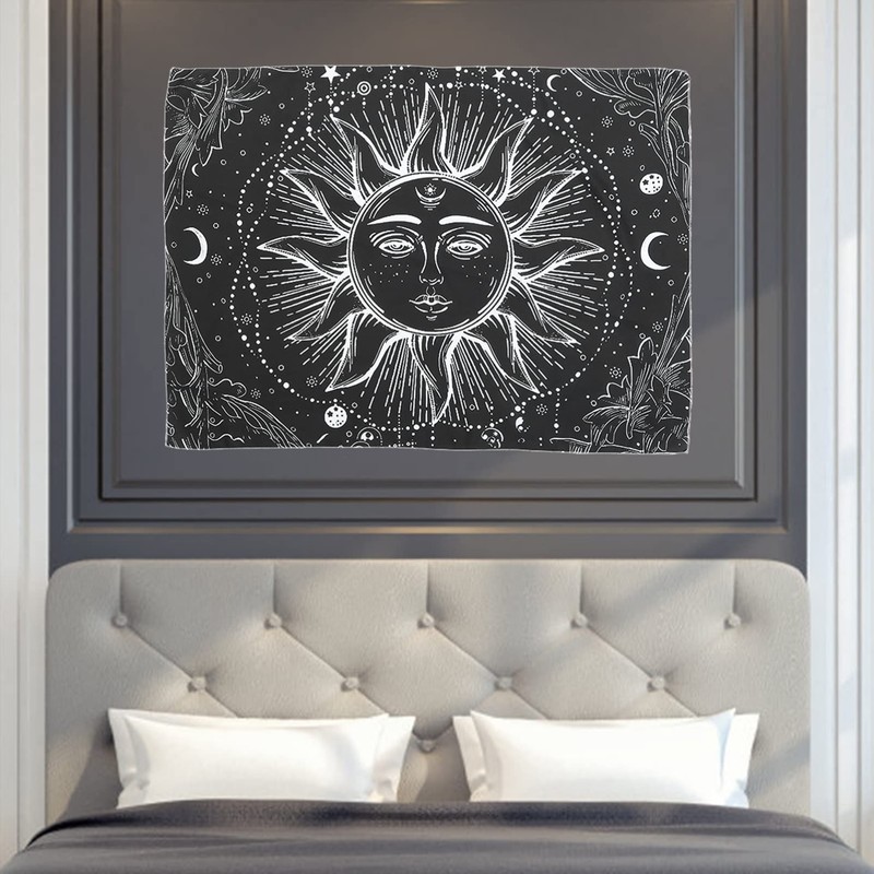 FUNOMOCYA Black White Sun Tapestry Home Decoration Decor Boho Wall