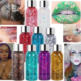 Body Glitter Maquillaje Cabello Cuerpo Brillos Colores 1pz F